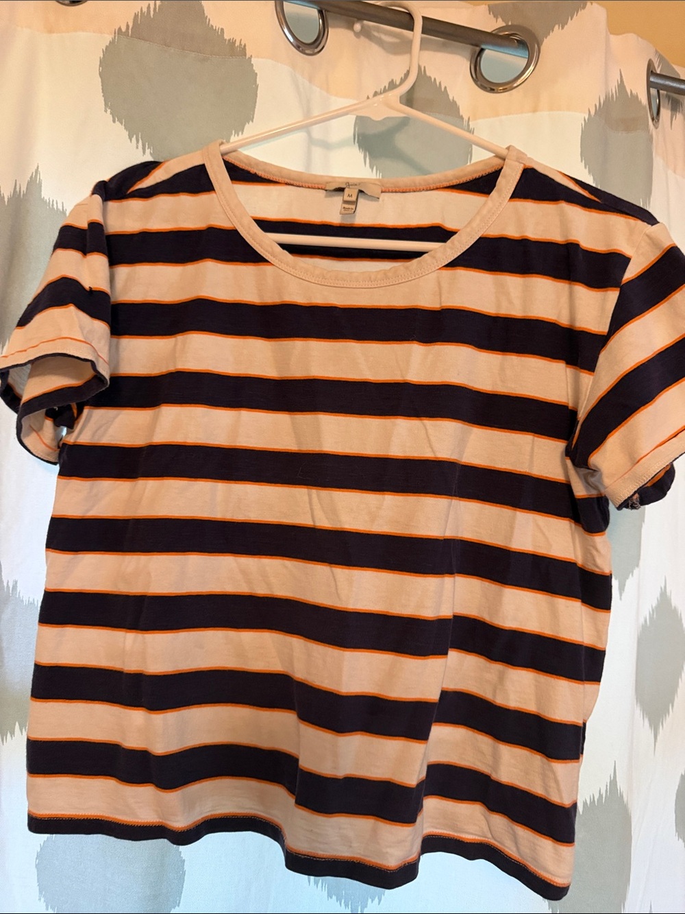 Joie Peach and Navy Striped Short-Sleeve Tee